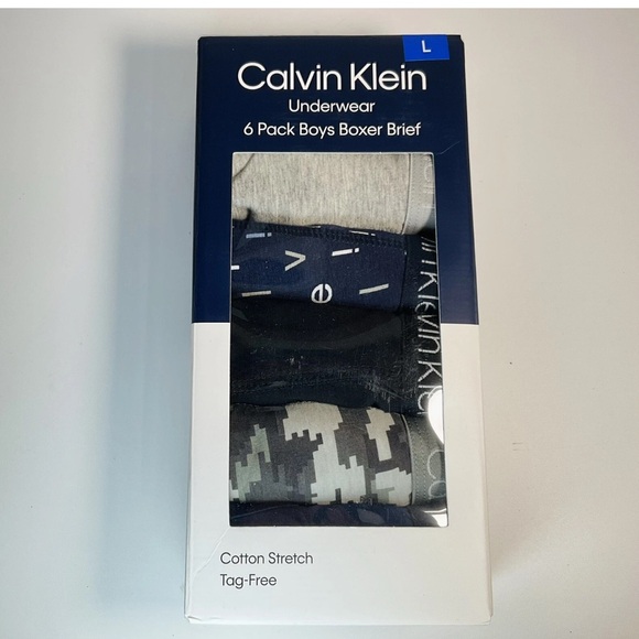 Calvin Klein Boys' Cotton Stretch Boxer Brief Underwear 6-pack Size L - Picture 1 of 3